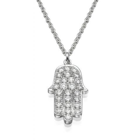 Hamsa diamond pendant