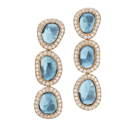 Three stone topaz earrings